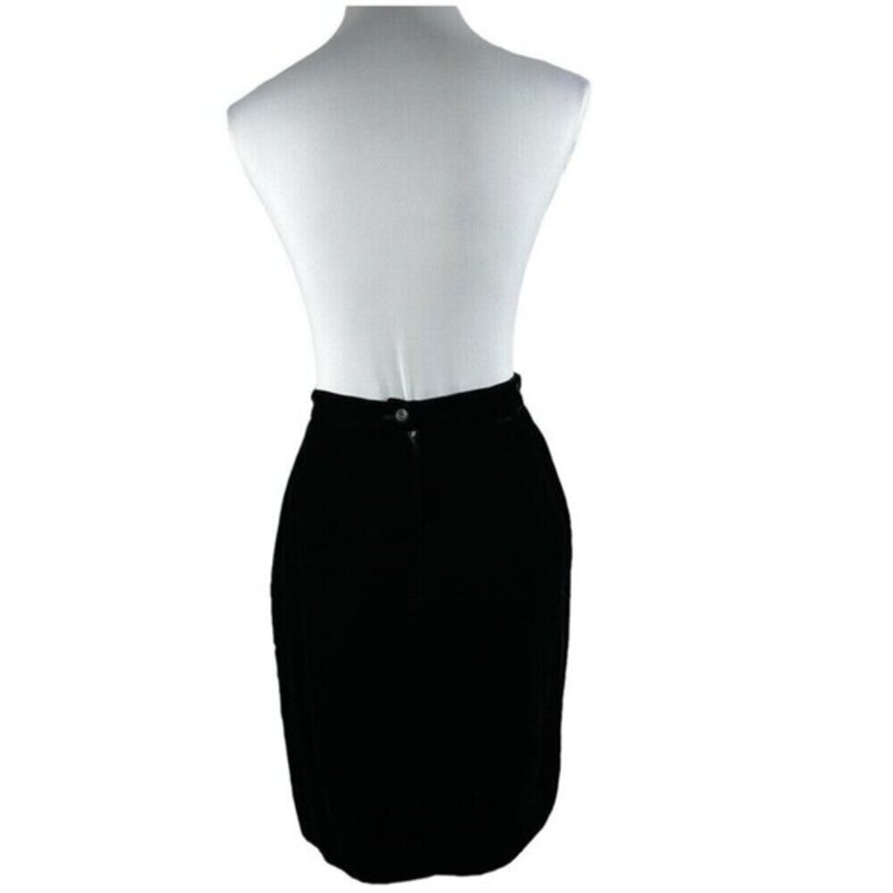Valentino Studio‎ Black Velvet Pencil Skirt Vintage Made in Italy W27 Hemmed - Picture 4 of 14